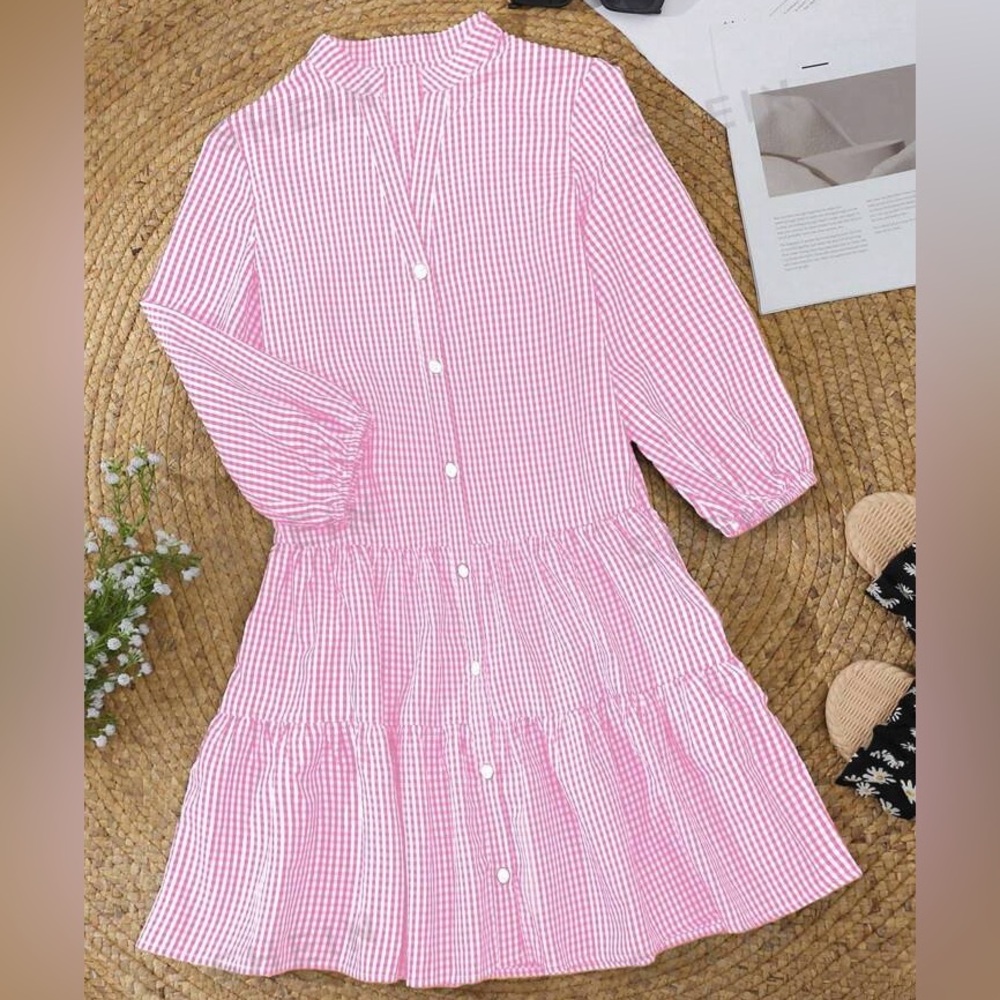 Plaid pink dress